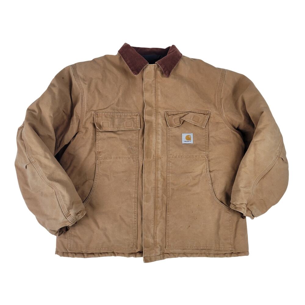 Carhartt C02 BRN Firm Duck Canvas Chore Coat Quilt Lined Men's Sz 48 (XL)